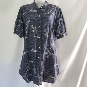 Cake Couture Embroidered Bird‎ Button Down Tunic sz L